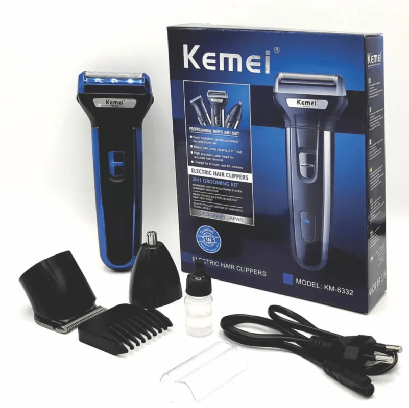 Buy Kemei 3 In 1 Rechargeable Electric Shaver Online in Pakistan - FEMOR