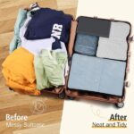 6pcs set waterproof travel storage bag portable luggage clothes organizer cosmetic pouch packing cubes set random color 7