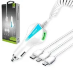 Aolike 5012 Car Phone Charger QC3.0 Dual USB Fast Charge One Drag 3in1 Universal Car Charger 1