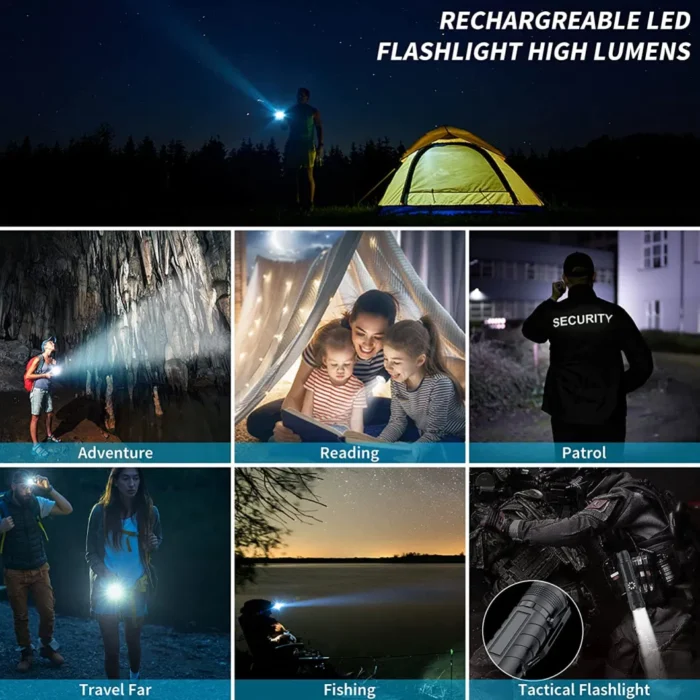 Glodmore2 The Most Powerful Flashlight in The World ED Super Powerful Lightxhp 70 Flashlight Rechargeable Waterproof 50000 Lumen