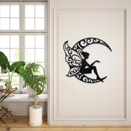 Iron Art Silhouette Deco Fairy painting Wall Ornament for Home Bedr
