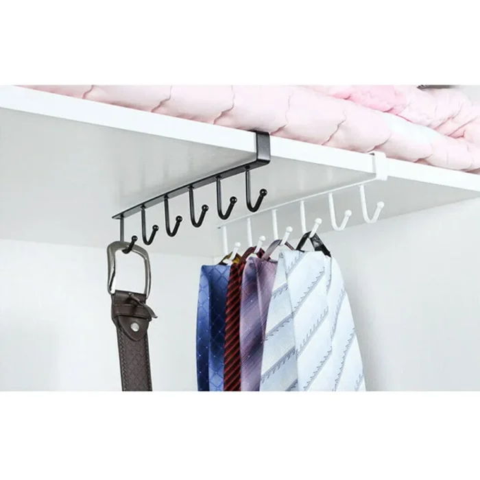 SpiderJuice® 6 Hook Multifunctional Stainless Steel Nail Free Hanger Coffee Tea Mugs Scarfs Ties Storage for Kitchen Door Organizer Under Cabinet Shelf Drawer 4 900x900 1