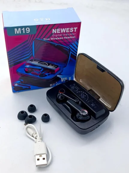 black m19 bluetooth earphones 460990