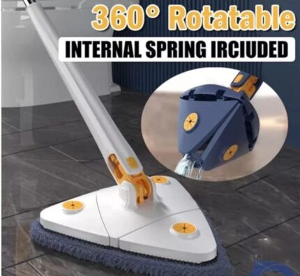 premium quality telescopic triangle mop 360 rotatable self wringing triangle extended adjustable mop floor squeeze free hand washing lazy tool random colour 1