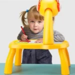 table with light and with music inside mini art drawing board leds projector light toy children kids painting table small desk random color 2