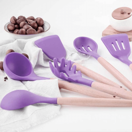 12pcs Silicone Kitchenware Cooking Utensils Set Heat Resistant Kitchen Non stick Cooking Utensils random Color 3