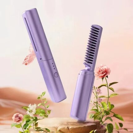 2 in 1 hair styling brush straightener curler comb random color 3 4