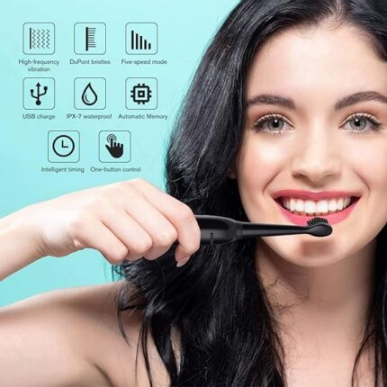 5 modes electric toothbrushes for adults kids smart timer usb charge rechargeable whitening toothbrush waterproof random color 2