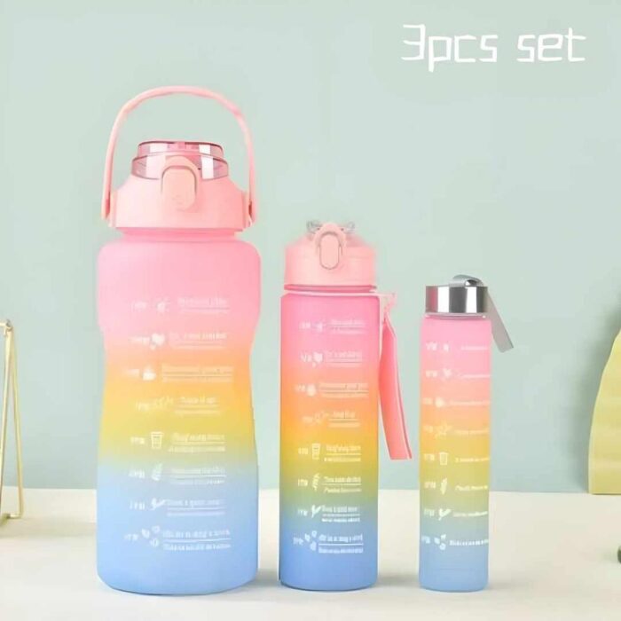 3 PCS Water Bottles With Straw 2000 ml + 900 ml + 300 ml Set (With Stickers) 3 PCS Water Bottles With Straw 2000 ml + 900 ml + 300 ml Set (With Stickers)