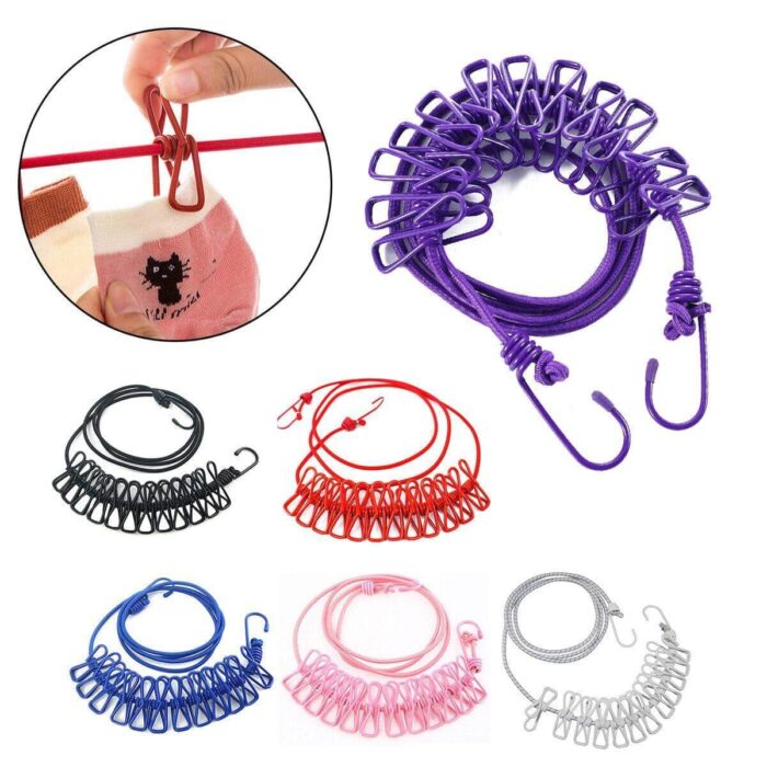 Elastic Clothesline Rope Hang Portable Clothesline 185 cm Elastic Clothesline Rope Hang Portable Clothesline 185 cm