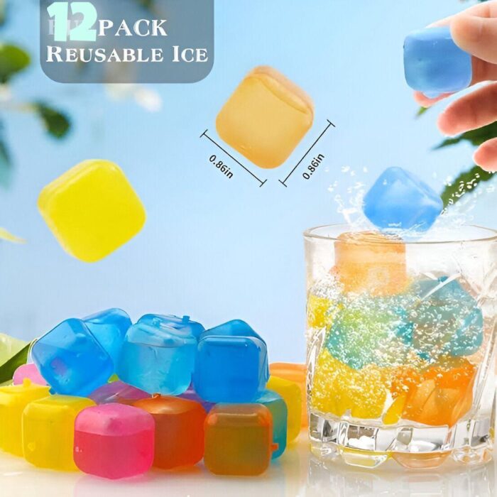 Reusable Ice Cube Pack of 12 Pieces, Square Reusable Ice Cubes Filled with Pure Water (Random Colors) Reusable Ice Cube Pack of 12 Pieces, Square Reusable Ice Cubes Filled with Pure Water (Random Colors)