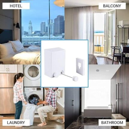 abhsant hot retractable indoor and outdoor clothes wall hanger magic drying rack balcony bathroom invisible clothesline wire ropedrying string for home balcony room color 1