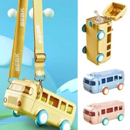 bus shape school water bottle with strap 500 ml random color 1