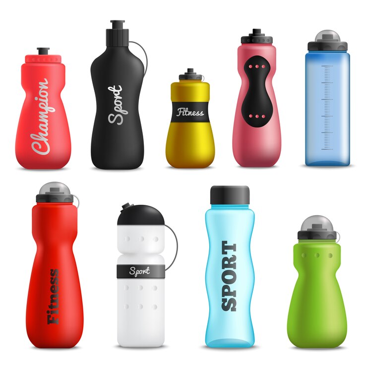 fitness drink bottles realistic set 1284 24076