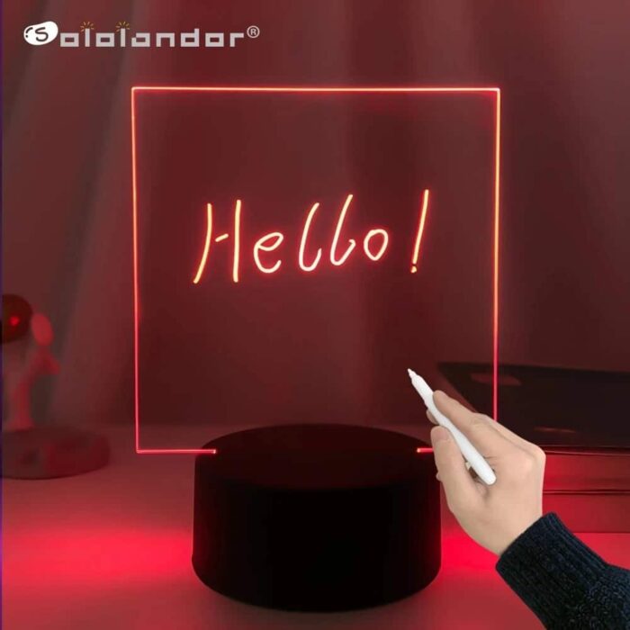 LED Writing Base, Acrylic Neon Light Message Board with Touch Controls & Multi-Color Illumination