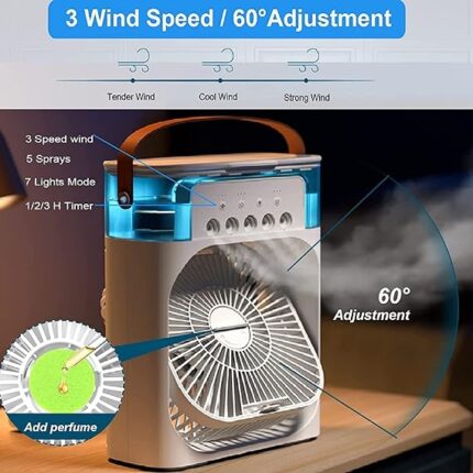 mini air cooling fan multifunction usb new household portable air conditioner humidifier strong wind protable fan portable air cooler random color 2