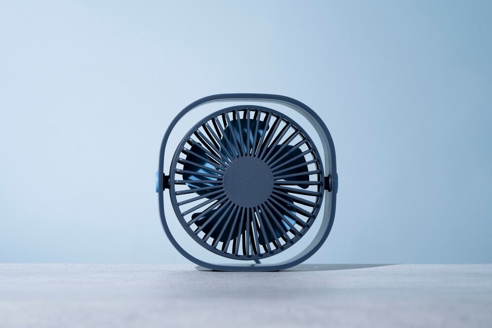 modern round desk fan with simple background 23 2150808049
