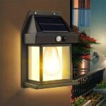 new solar tungsten filament lamp outdoor waterproof intelligent induction wall lamp courtyard garden villa lighting night light 1