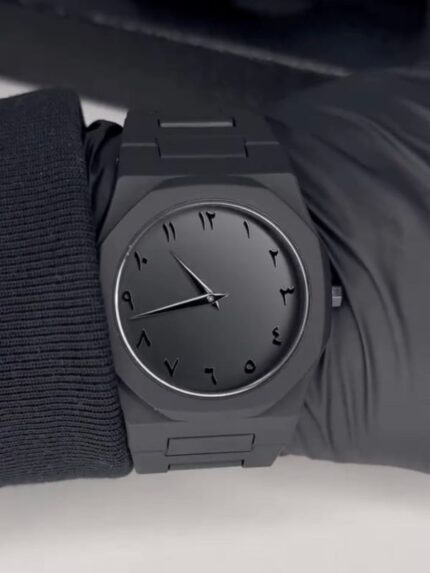 black aura quartz watch lightweight design arabic dial full black aura wrist watch watch for men black color watch 5