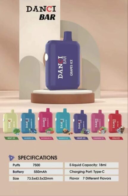 danci bar disposable pod 7500 puffs 18ml e liquid 550mah battery type c charging 7 flavours disposable vape for smokers disposable pod for smoking 2
