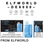 elfworld de6000 disposable vape pod device 6000 puffs 13 5ml e liquid 5 nicotine rechargeable 650mah via usb c disposable vape for smokers disposable pod fo 9