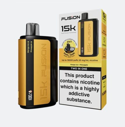 fusion 2 in 1 disposable dual flavor vape 15000 puffs 20mg rechargeable premium display with sleek design 1