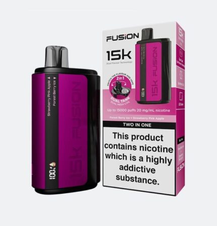fusion 2 in 1 disposable dual flavor vape 15000 puffs 20mg rechargeable premium display with sleek design 2