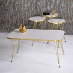 White Tea Table Wood Set – Wooden Tea Table with Stools