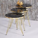 Black Goldy Nesting Tables Set – 3 stool