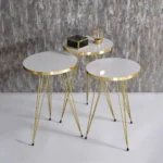 White Tea Table Wood Set – Wooden Tea Stools